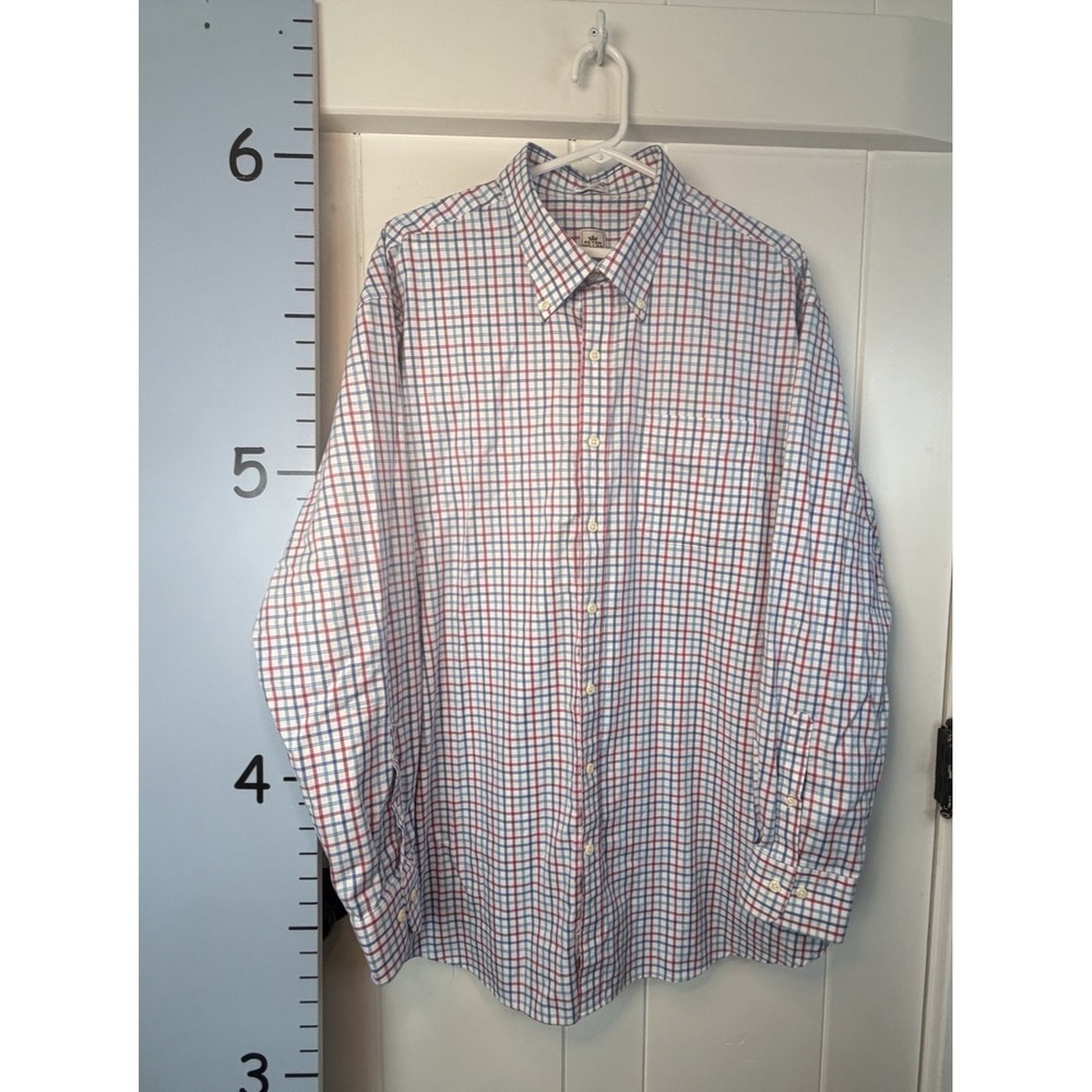 Peter Millar Nanoluxe Easy Care Multicolor Check Cotton Button-Down Shirt XXL